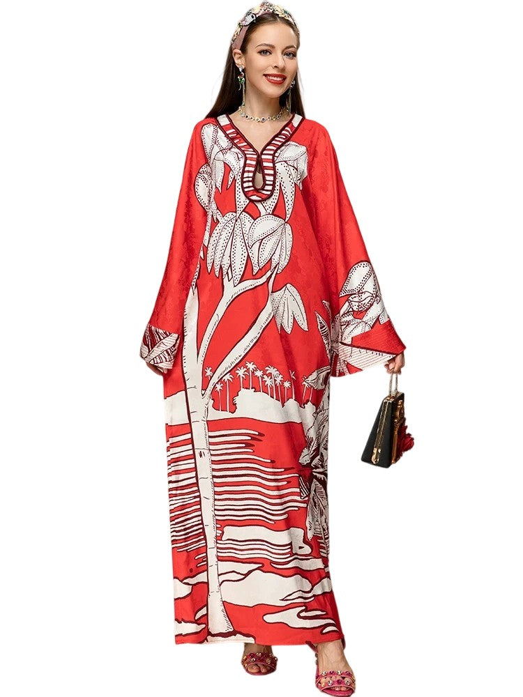 Vintage pencil print maxi dress